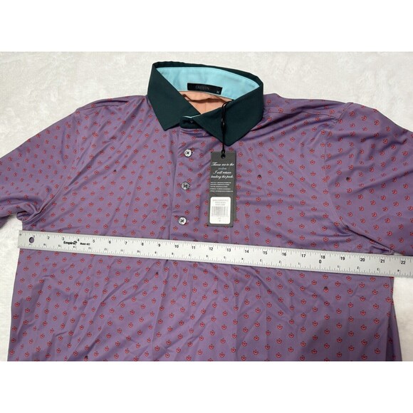 Greyson Shirt Mens M Golf Polo Performance Purple AOP Windflower Garden NWT $118 - Picture 4 of 5